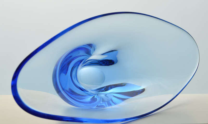Magnificent ZBS Czech Art Glass Sculptural Bowl, Design Prof Miloslav Klinger (1922-1999)
