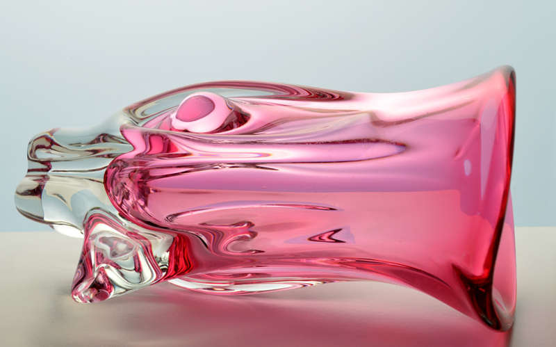 VERY LARGE CZECH ART GLASS CHRIBSKA SCULPTURAL VASE DESIGNED BY PROF JOSEF HOSPODKA IN THE MID 1970s