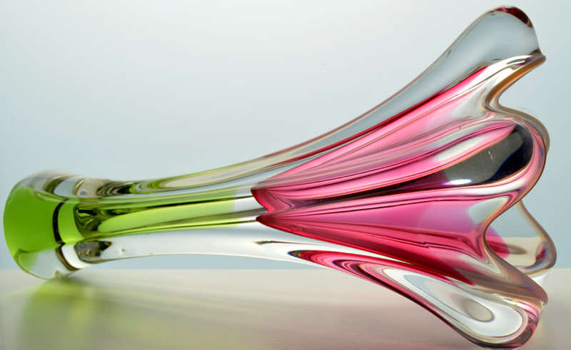 HUGE XXXL CZECH ART GLASS CHRIBSKA SCULPTURAL VASE DESIGNED BY PROF JOSEF HOSPODKA IN THE MID 1970s