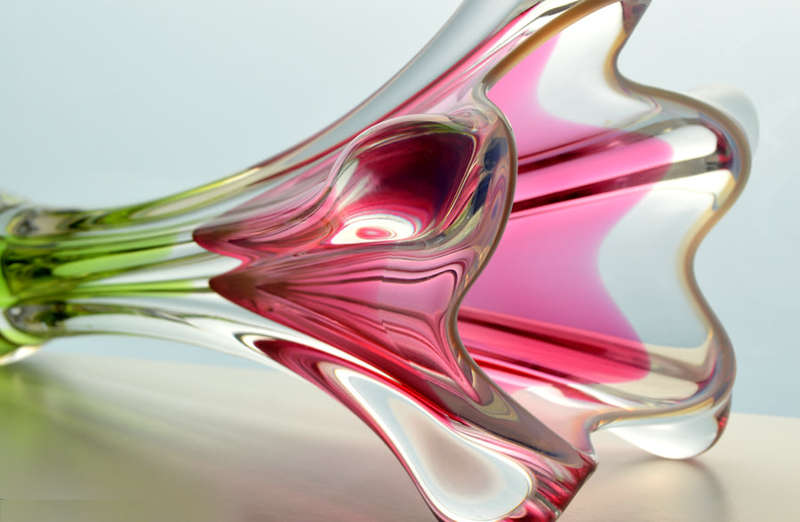 HUGE XXXL CZECH ART GLASS CHRIBSKA SCULPTURAL VASE DESIGNED BY PROF JOSEF HOSPODKA IN THE MID 1970s