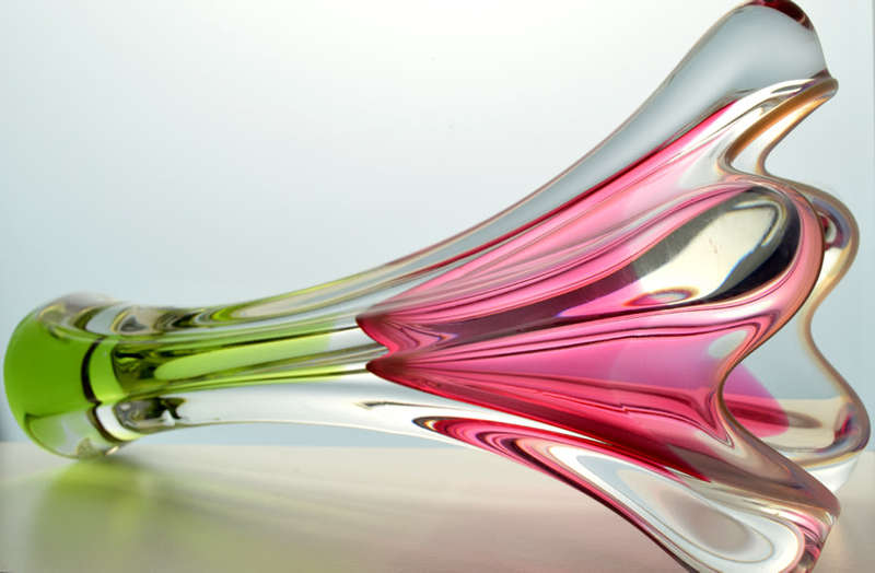 HUGE XXXL CZECH ART GLASS CHRIBSKA SCULPTURAL VASE DESIGNED BY PROF JOSEF HOSPODKA IN THE MID 1970s