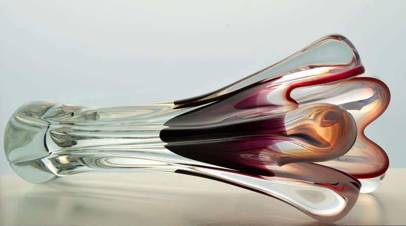 HUGE XXXL CZECH ART GLASS CHRIBSKA SCULPTURAL VASE DESIGNED BY PROF JOSEF HOSPODKA IN THE MID 1970s