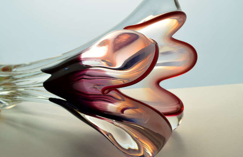 HUGE XXXL CZECH ART GLASS CHRIBSKA SCULPTURAL VASE DESIGNED BY PROF JOSEF HOSPODKA IN THE MID 1970s