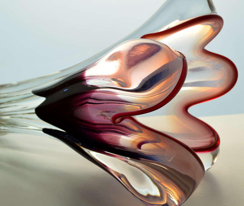 HUGE XXXL CZECH ART GLASS CHRIBSKA SCULPTURAL VASE DESIGNED BY PROF JOSEF HOSPODKA IN THE MID 1970s
