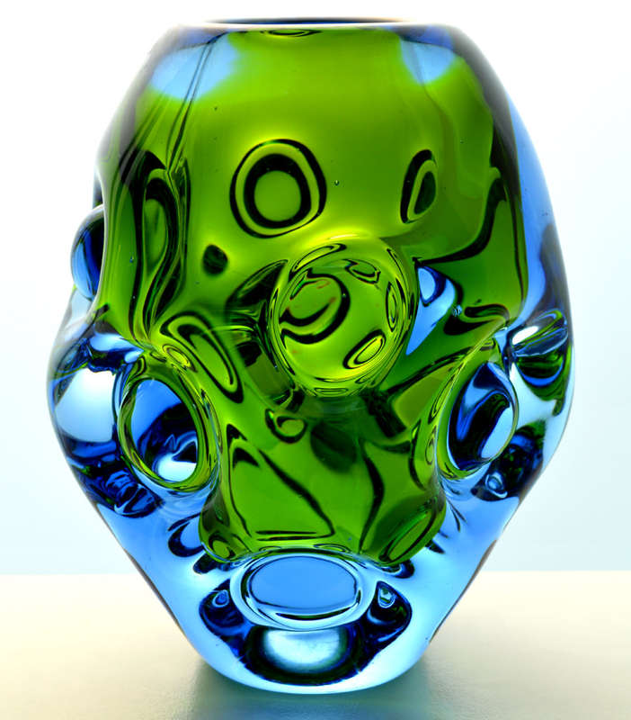 ABSOLUTELY MAGNIFICENT THICK-WALLED SKRDLOVICE VASE, DESIGNED BY EMANUEL BERANEK (ATTR) IN 1950s
