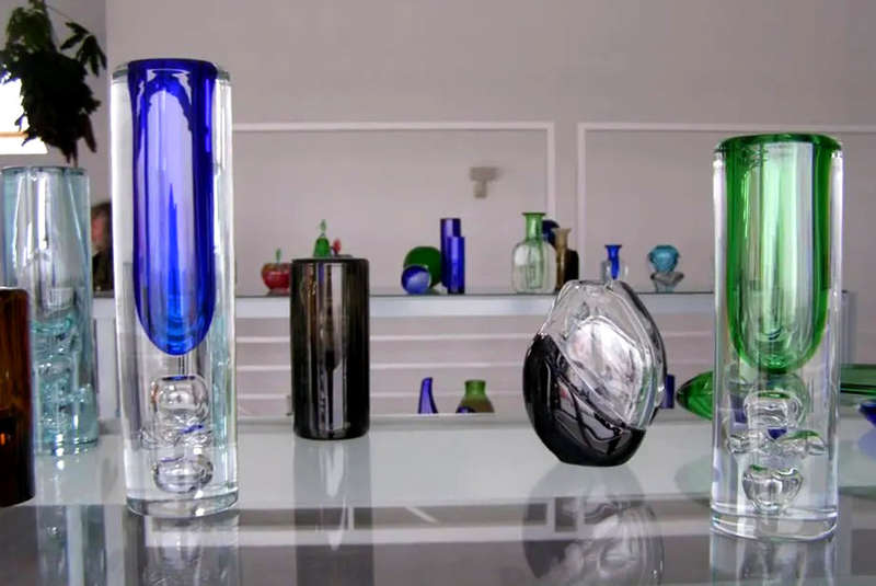 EXTRA LARGE. DAZZLING, ICE BLUE & HEAVY SKRDLOVICE VASE, DESIGNED BY JAN BERANEK (1933-) IN 1980