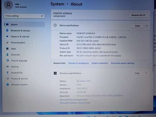 Dell Latitude E6420 Rugged Laptop, Intel i5-2540M@2.6GHz,8GB RAM, 500GB HD, 14` 1600x900 HD Display
