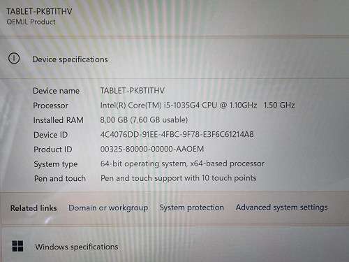 Microsoft Surface Pro 7 1866 Intel Core i5-1035G4 10th Gen 8GB RAM 128GB SSD