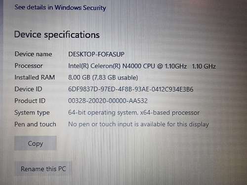 HP 250 G6 Intel N4000 8GB RAM 256GB SSD