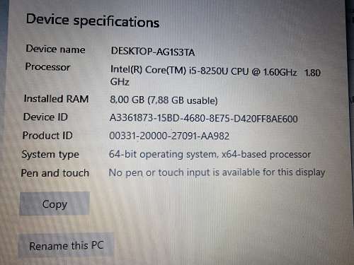 Asus Vivobook Intel Core i5-8250U 8GB RAM, 128GB SSD