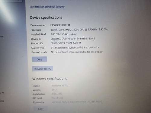 Dell Vostro 15 5568 Intel Core i7-7500U 7th Gen 8GB Ram 1TB HDD