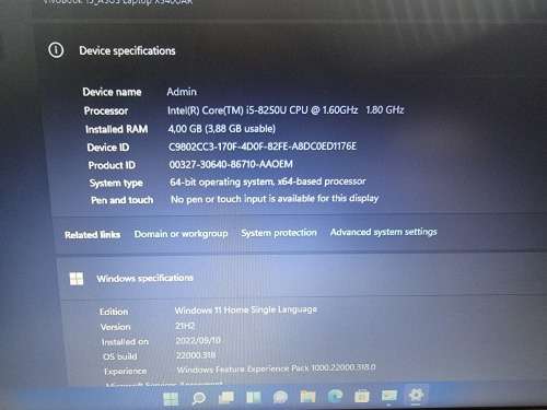 Asus Vivobook Intel Core i5-8250U 8th Gen 4GB Ram 500GB HDD