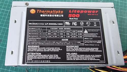 ThermalTake 400W Power Supply - Litepower 500 *Please read*