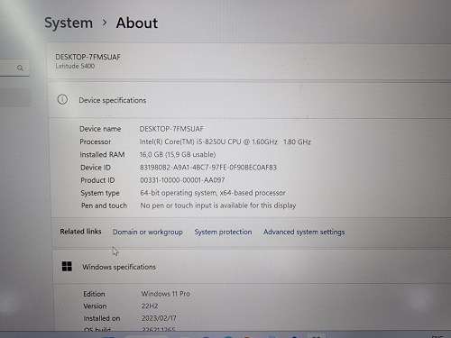 Dell Latitude 5400 i5-8250 16GB RAM 512GB NVMe SSD