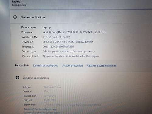 Dell Latitude 3580 i5-7200U 16GB RAM 512GB SSD
