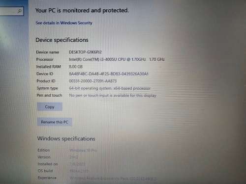 Dell Vostro 3558 - Intel Core i3-4005U - 8GB RAM - 256GB SSD - !No charger!