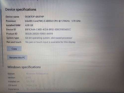 Dell Vostro i3-4005U 4GB RAM 256GB SSD