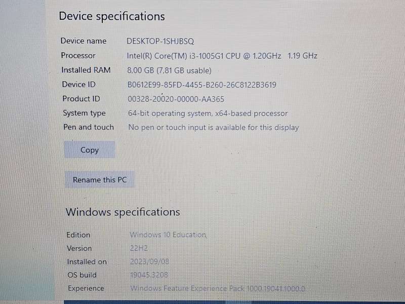 Asus X509JA i3-1005G1 8GB RAM 256GB Nvme SSD  !Battery connector damaged!
