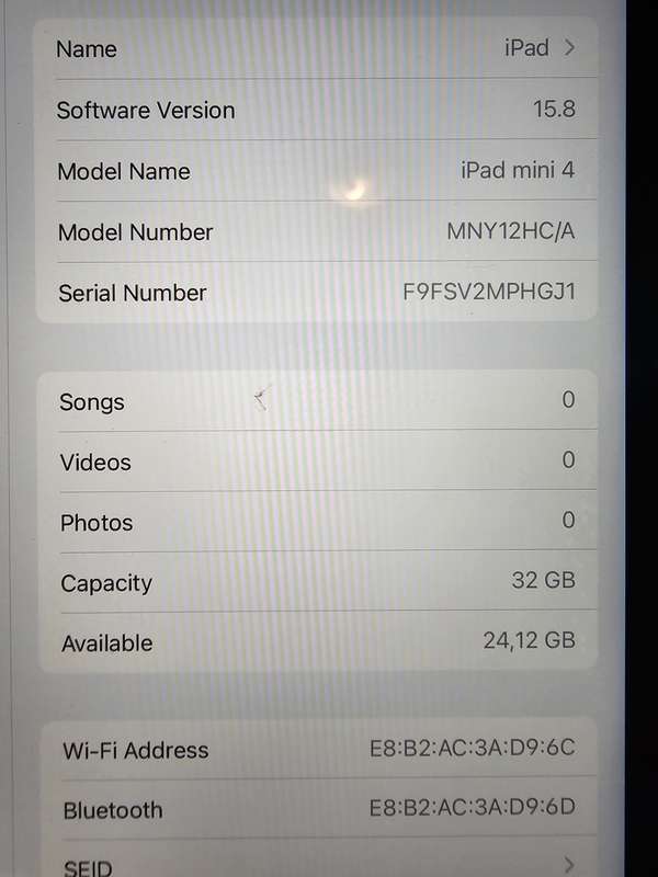 iPad Mini 4 32GB WiFi only A1538