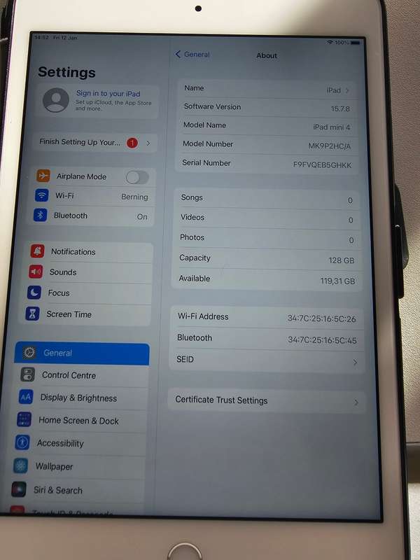iPad Mini 4 128GB WiFi only