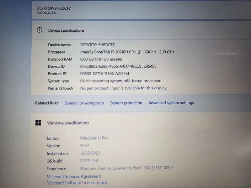 Lenovo ThinkPad E15 i5-10210U 8GB RAM 256GB SSD