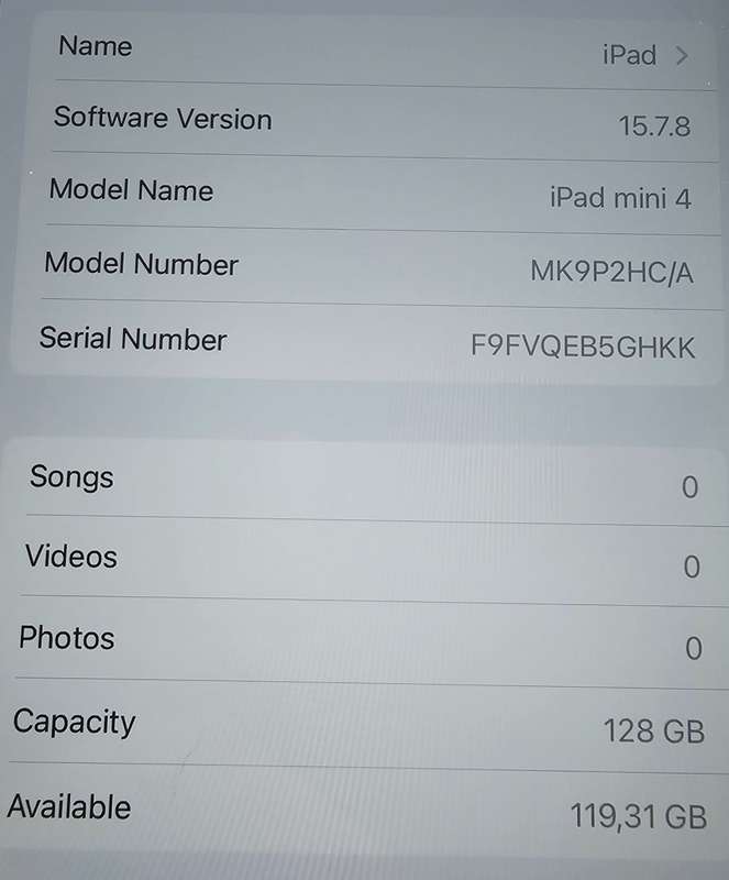 iPad Mini 4 128GB WiFi only