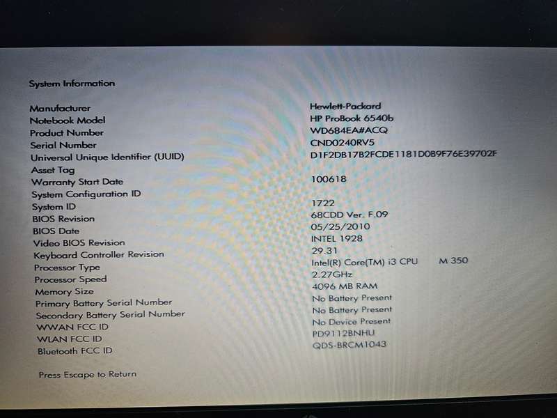 2 x HP Probook 6540b i3-m350 4GB RAM 512GB HDD