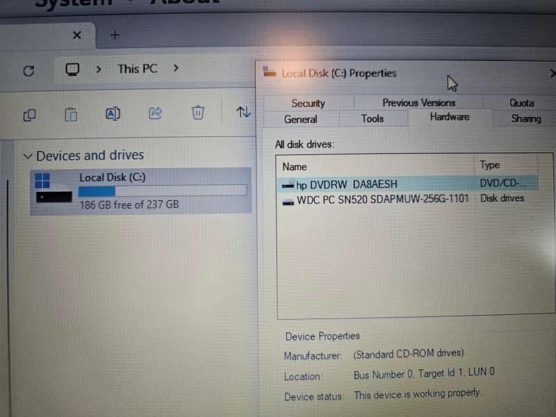 HP 250 G7 i5-8265U (8th gen) 8GB RAM 256GB Nvme SSD *New battery*