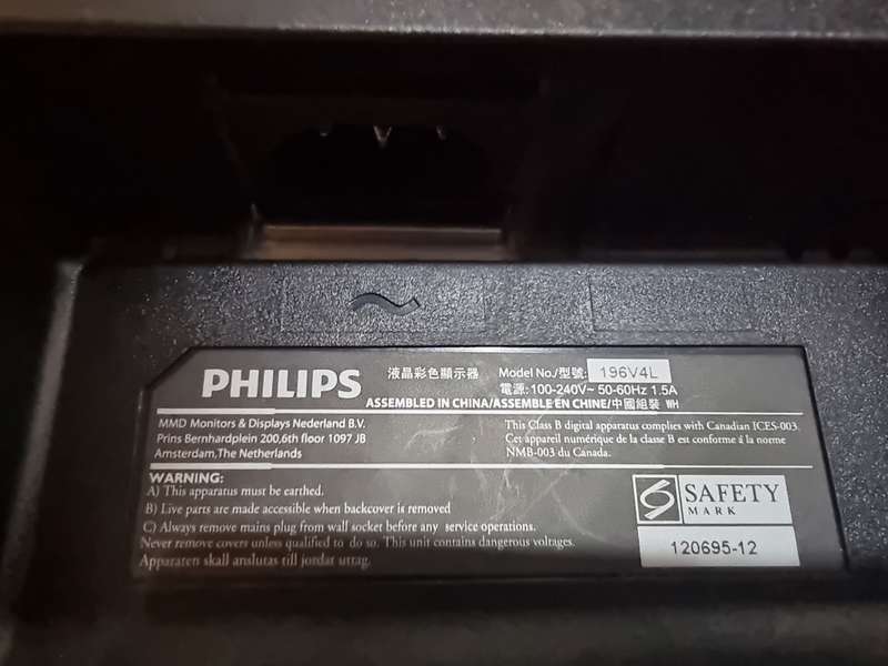 Philips 18.5 inch LED monitor - badly scratched - no stand but has Vesa mount