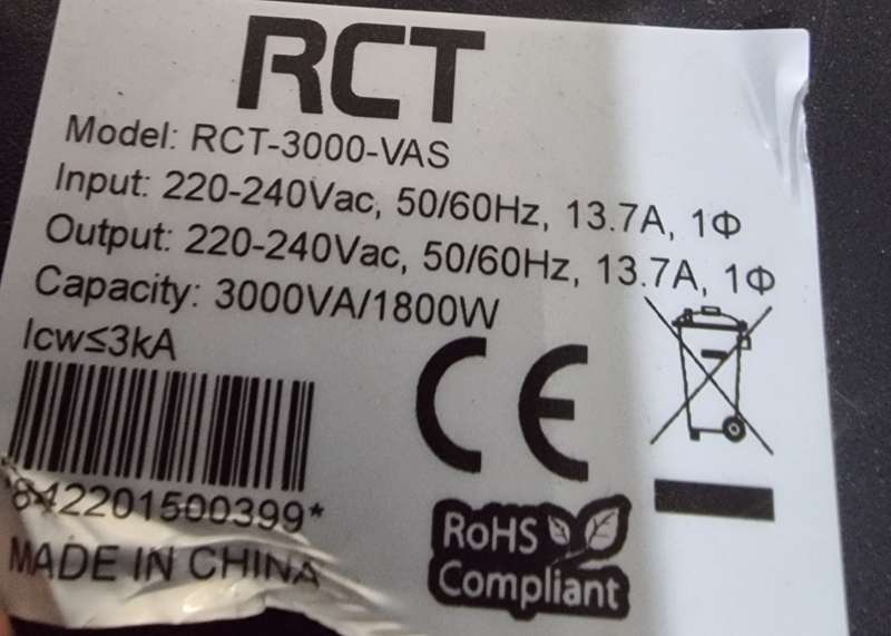 RCT 3000VA UPS !new batteries needed!