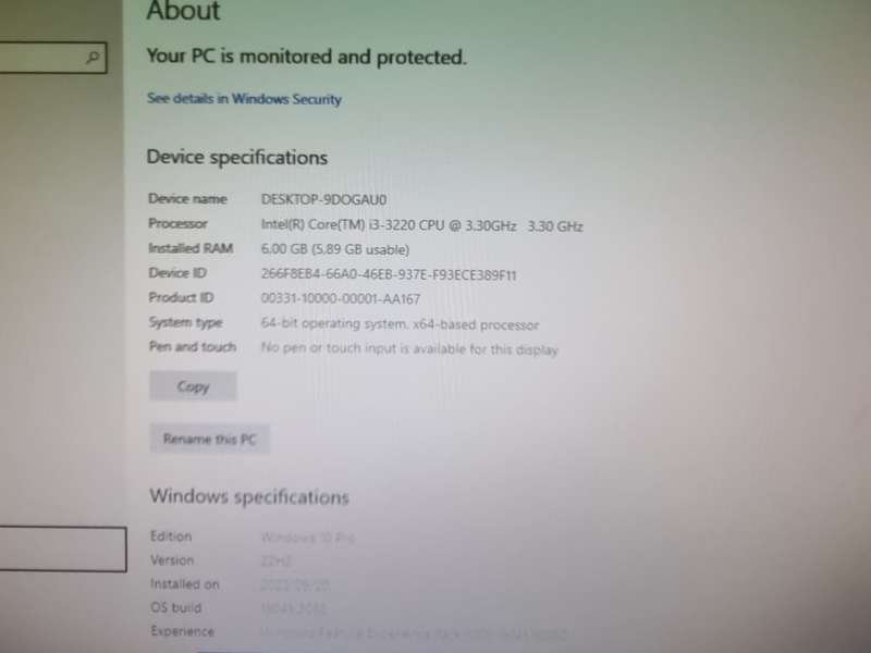 Gigabyte Desktop i3-3320 6Gb 1Tb HDD !no side panel!