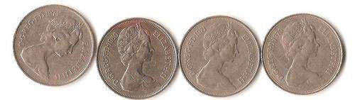 ENGLISH 10 PENCE :  LOT OF 4 COINS