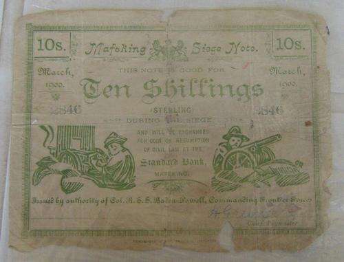 BOER WAR 10 SHILLING PROMISERY NOTE NUMBER 2846