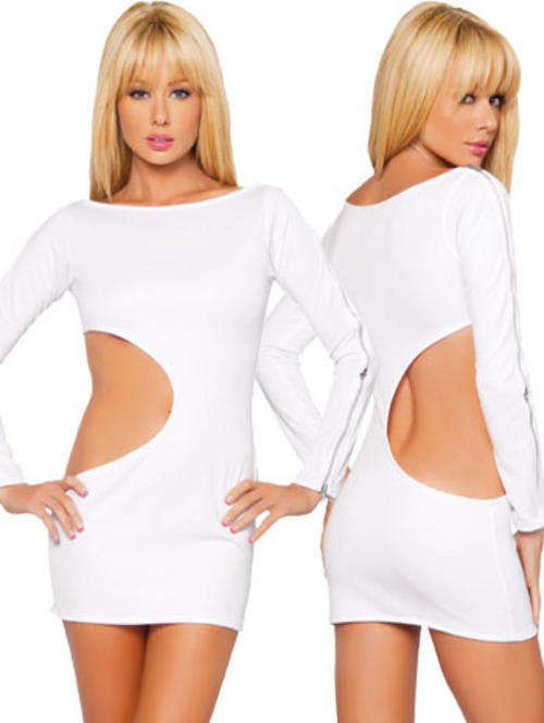 Long Sleeve Zipper Cutout Dress - One Size