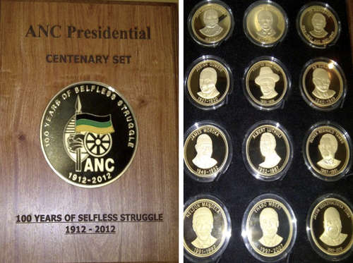 ANC 100 year Centenary 12 ANC Presidents 24K Gold Plated - BID PER MEDALLION IN SET OF 12 MEDALS