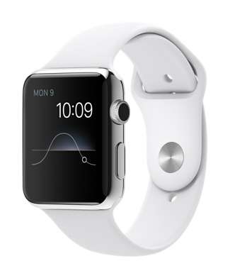 Apple Watch 38mm Stainless Steel Case With White Sport Band