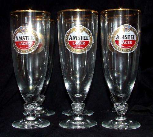 Crystal !! Set of 6 NEW!! Amstel glasses- Unobtainable