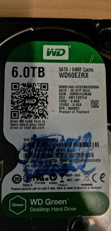Green Western Digital 6TB Sata Hard Drive, 64MB Cache, 3.5 inch Worth Price R4249. 00