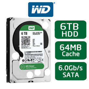 Green Western Digital 6TB Sata Hard Drive, 64MB Cache, 3.5 inch Worth Price R4249. 00