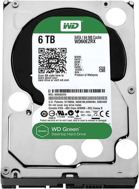 Green Western Digital 6TB Sata Hard Drive, 64MB Cache, 3.5 inch Worth Price R4249. 00