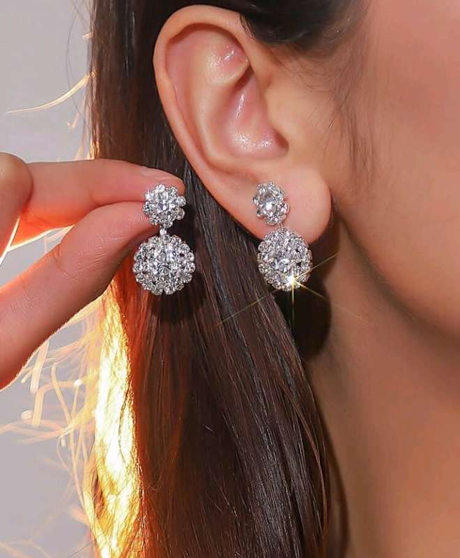 Silver crystal earrings