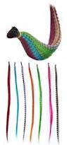 STUNNING SYNTHETIC GRIZZLY ROOSTER FEATHER HAIR EXTENSIONS FUNKY COLOURS