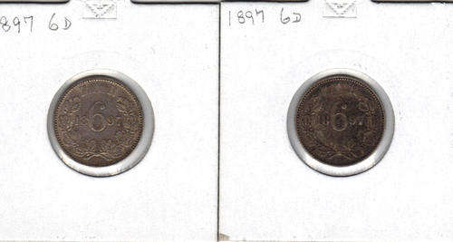 ZAR LOT - 2 X 1897 SILVER 6D - GREAT CONDITION - GREAT VALUE!!!!! BID PER COIN TO TAKE BOTH
