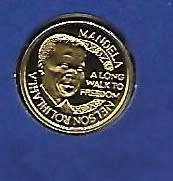 1993 1/10 24 CRT GOLD NELSON MANDELA COMMEMORATIVE MEDAL
