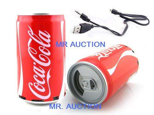 NEW !! " 2 on auction " Coca Cola Shape Design Can Audio MP3 Speaker