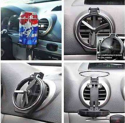 Car Universal Air-Outlet Folding Cup Canned Drink Water Bottle Holder with Fan