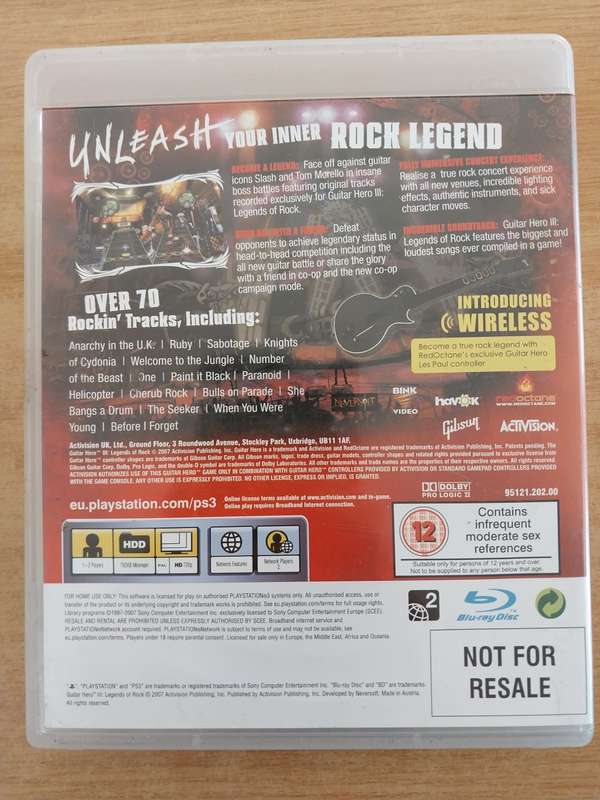 Guitar Hero 3 Legends of rock - Ps3