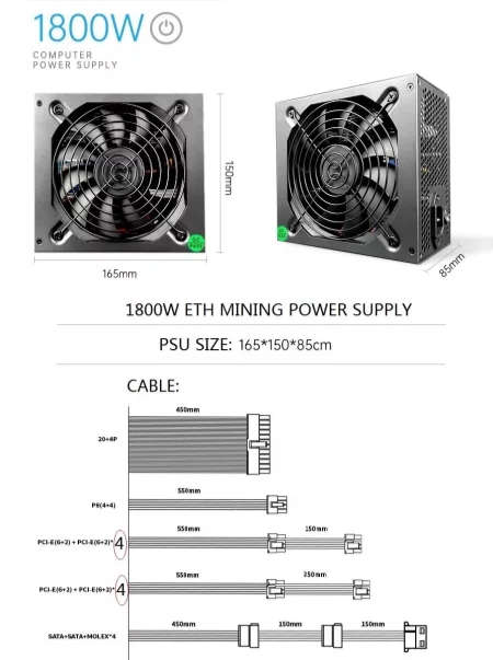 1800 mining power supply
