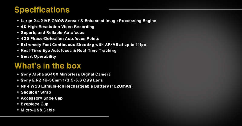 NEVER USED | Sony Alpha a6400 Mirrorless Digital Camera with a 16-50mm Lens