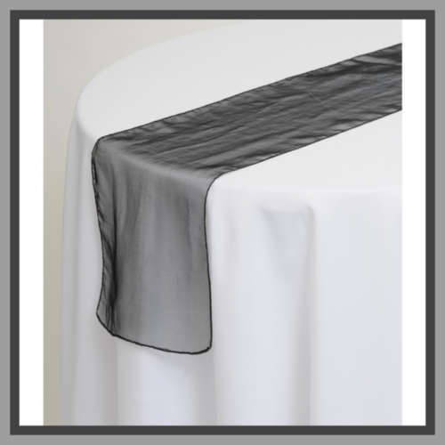 2m Black Organza Table Runners Pack of 3 CLEARANCE SALE